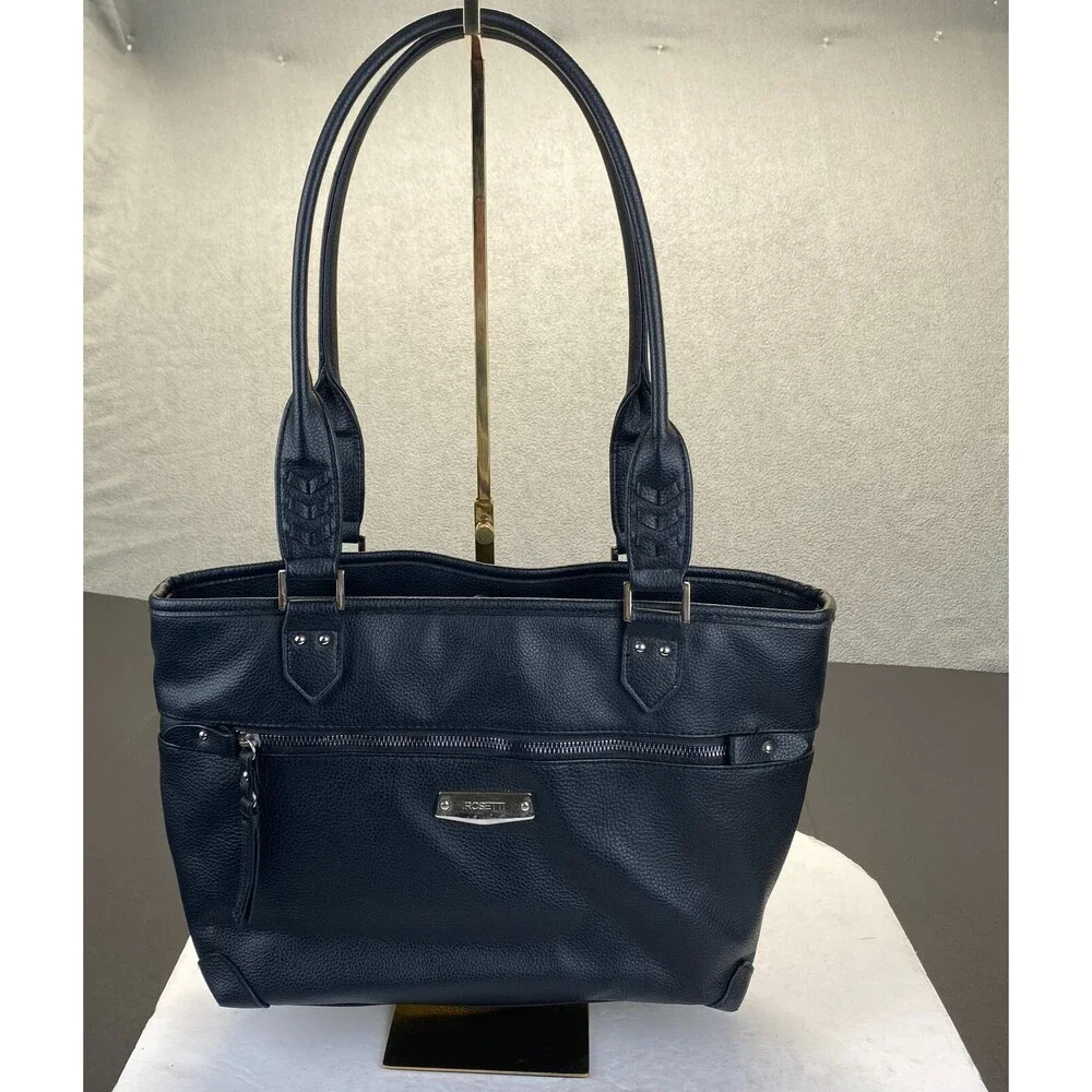 Rosetti Large Tote Shoulder Bag Purse,Black Leather